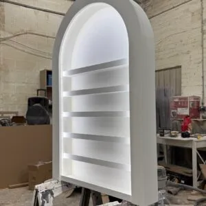 Nail Gel Wall Mount, Bespoke curved nail varnish display with LED lighting