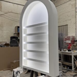 Nail Gel Wall Mount, Bespoke curved nail varnish display with LED lighting