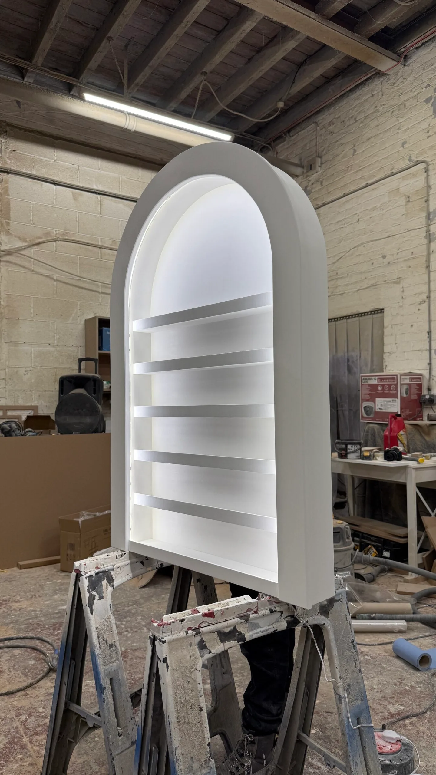 Nail Gel Wall Mount, Bespoke curved nail varnish display with LED lighting