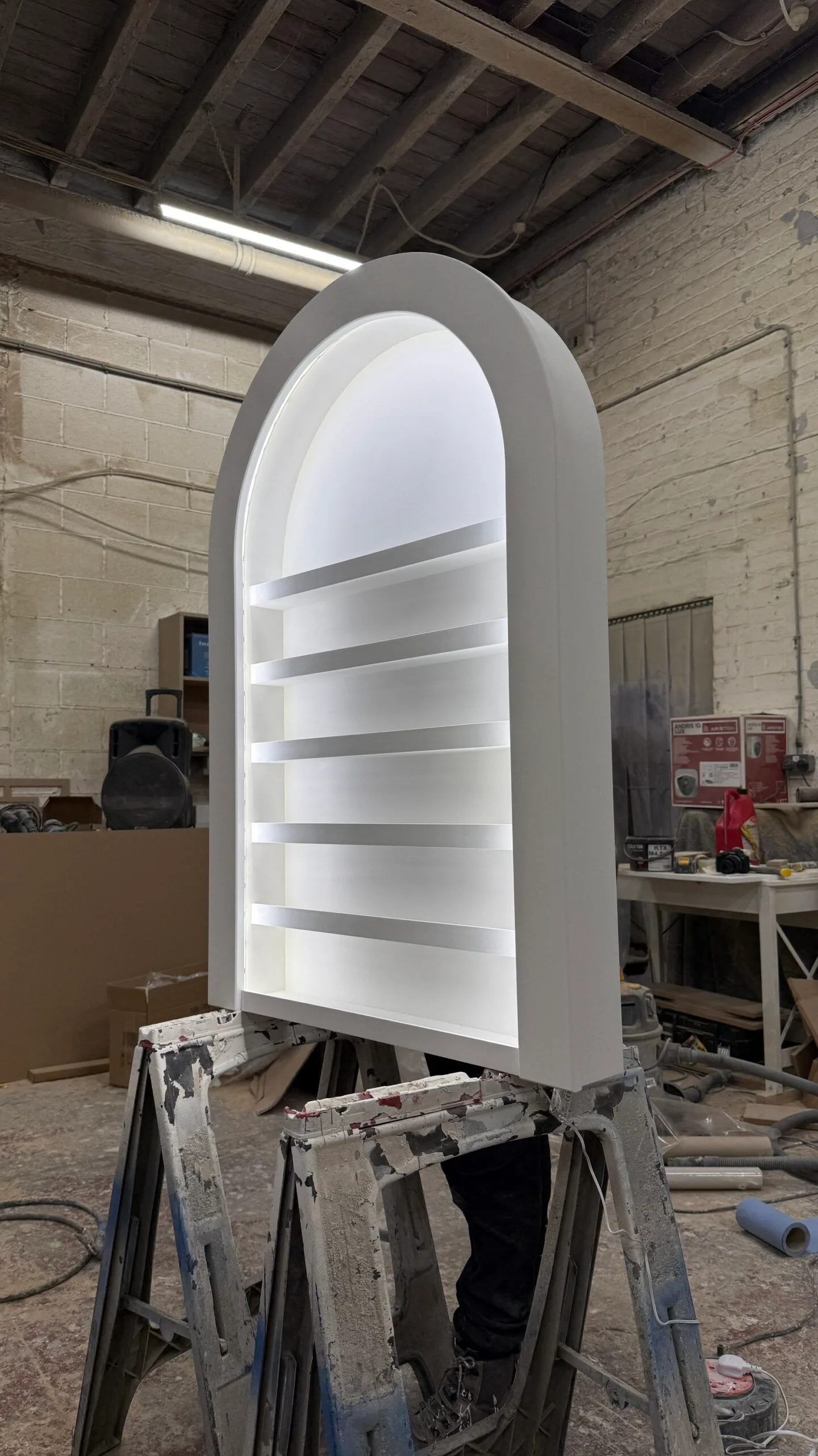Nail Gel Wall Mount, Bespoke curved nail varnish display with LED lighting