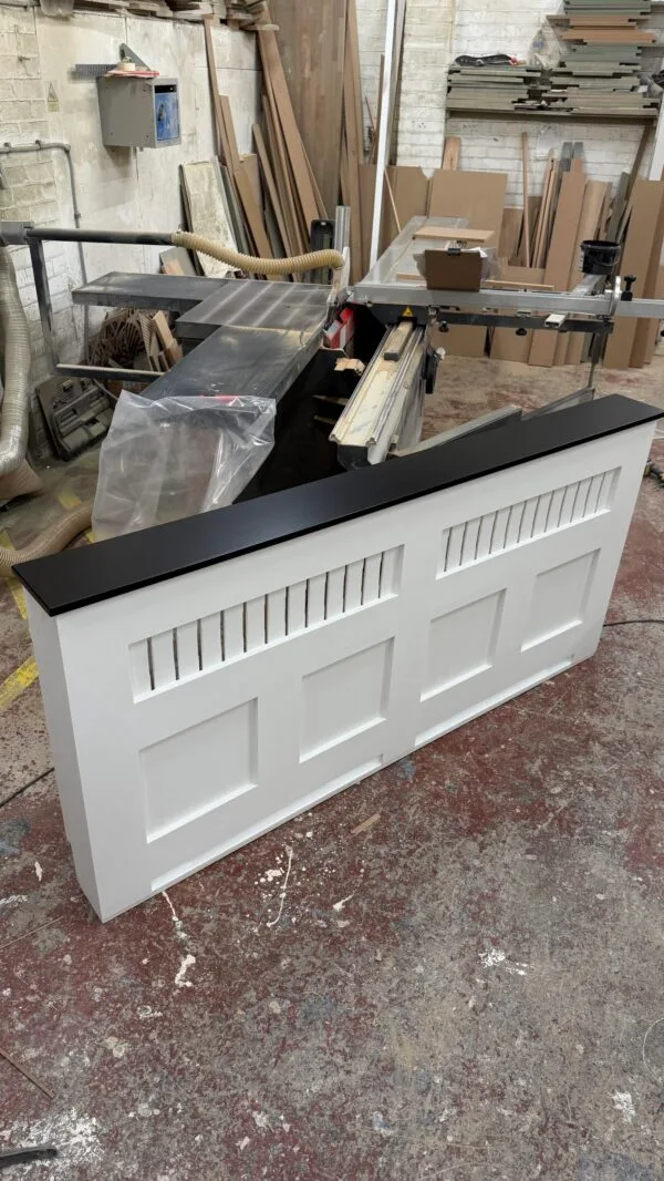 Panelled Radiator Cover, Black Top Shelf