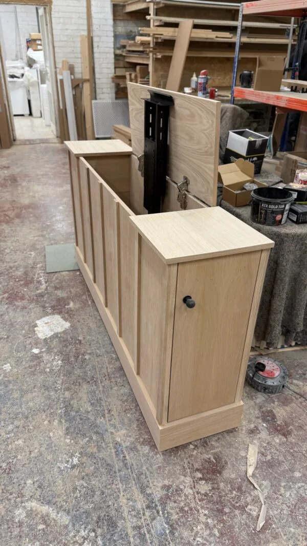 Solid Oak TV Unit, Motorised TV Box With Storage
