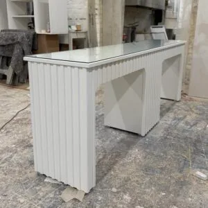 Bespoke nail desk, manicure desk, reeded design two person station