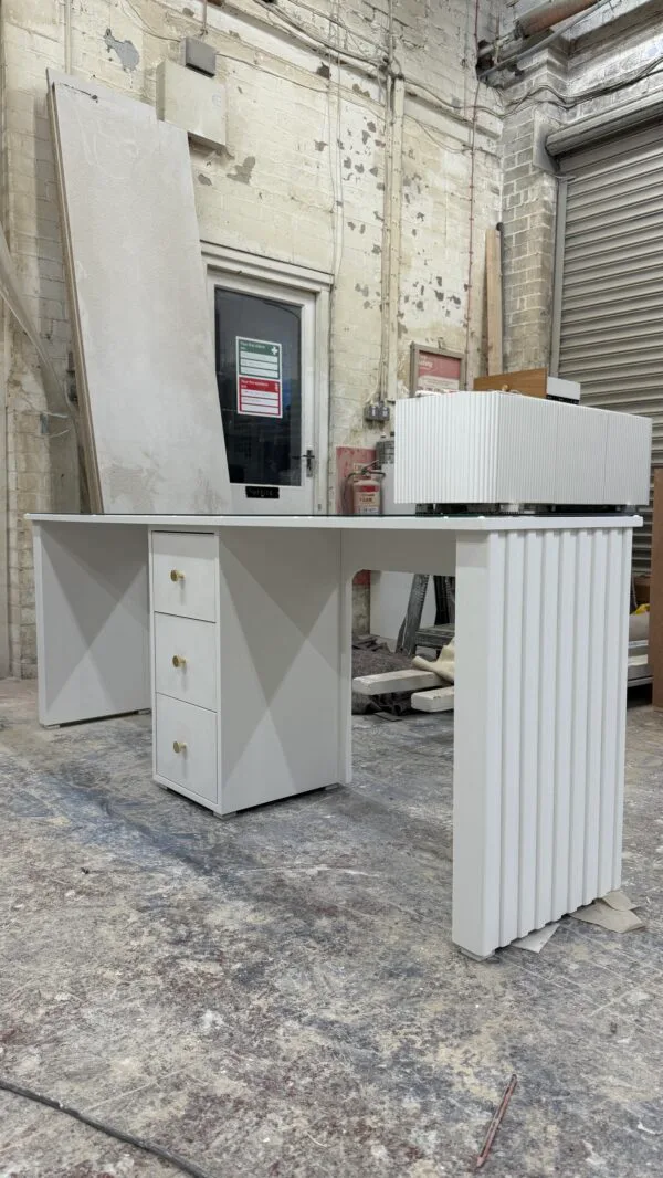 Bespoke nail desk, manicure desk, reeded design two person station