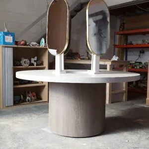 Bespoke four station vanity table, Circular Salon Station, 4 Hair Stylist Mirrors