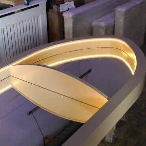 Bespoke Salon Mirror, Curved Oval Mirror, Hair Stylist Mirrored Unit, LED Mirror