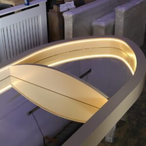 Bespoke Salon Mirror, Curved Oval Mirror, Hair Stylist Mirrored Unit, LED Mirror