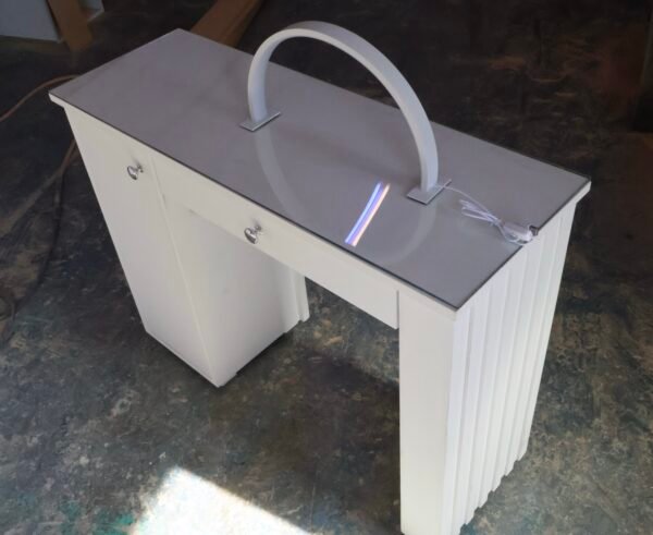 Bespoke Nail Desk, Single Manicure Station With Curved LED Nail Lamp