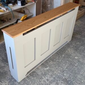 Bespoke Radiator Cover Regency Panel With Side Vents, Solid Oak Top