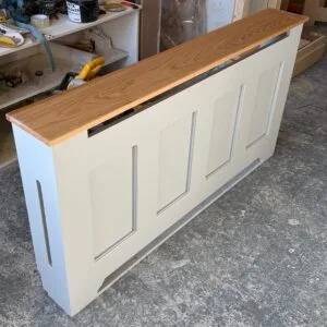 Bespoke Radiator Cover Regency Panel With Side Vents, Solid Oak Top