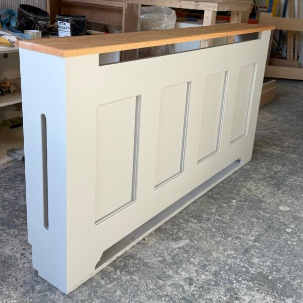 Bespoke Radiator Cover Regency Panel With Side Vents, Solid Oak Top