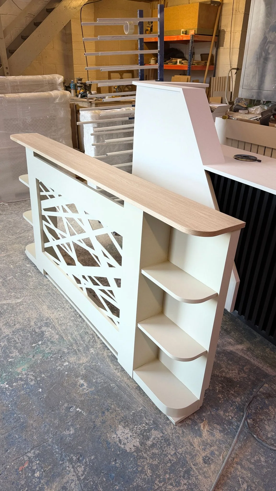 Messy abstract with side shelves