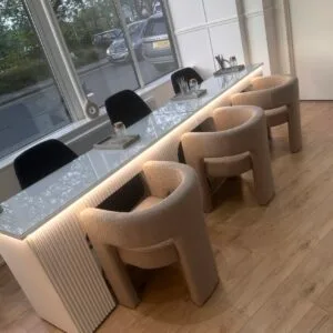Bespoke Nail Desk, Glass top, White 3-Stations LED lights