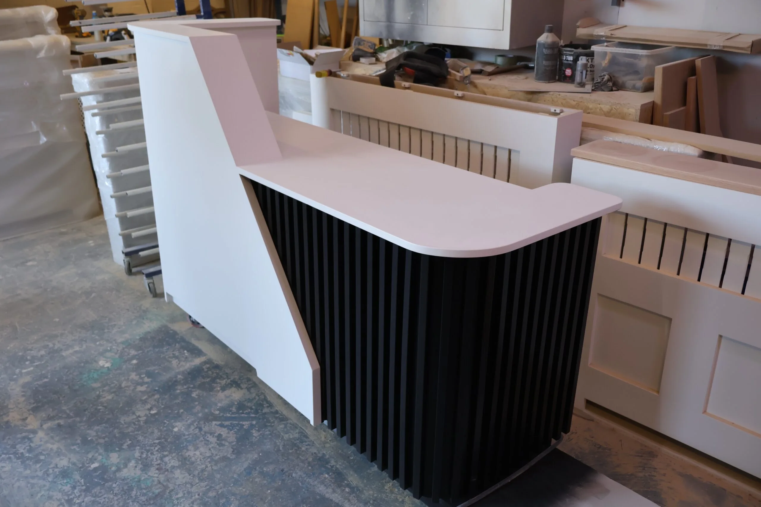 Bespoke Luxury Reception Desk, White & Black