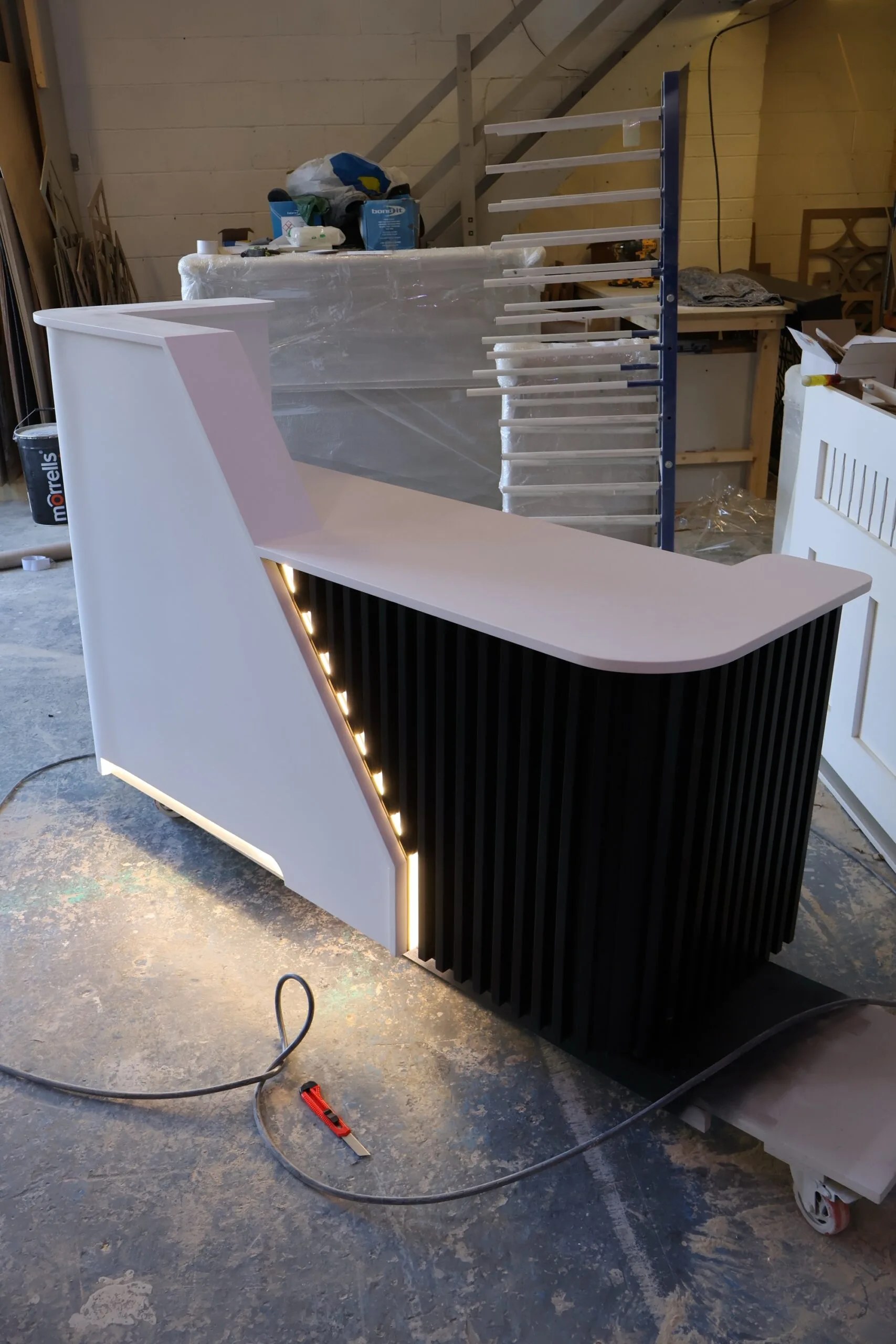 Bespoke Luxury Reception Desk, White & Black