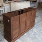 Motorised Solid Oak TV Stand, Walnut Stain, TV Box