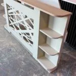 Messy abstract radiator cover with side shelves