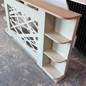 Messy abstract radiator cover with side shelves