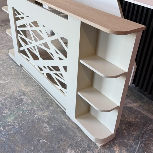 Messy abstract radiator cover with side shelves