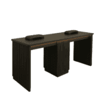 Reeded nail desk two person station black with led lighting