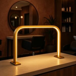 LED U-Shape Half Moon Nail Desk Lamp – Gold Manicure Light for Nail Techs & Nail Art, Professional Fill Light