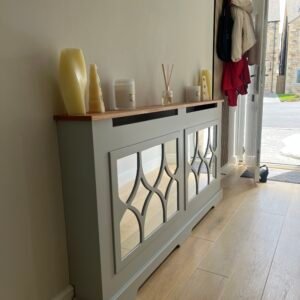 Mirrored Radiator Cabinet, Oak Top Radiator Cover, The Florence