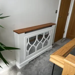 Mirrored Radiator Cabinet, Oak Top Radiator Cover, The Florence