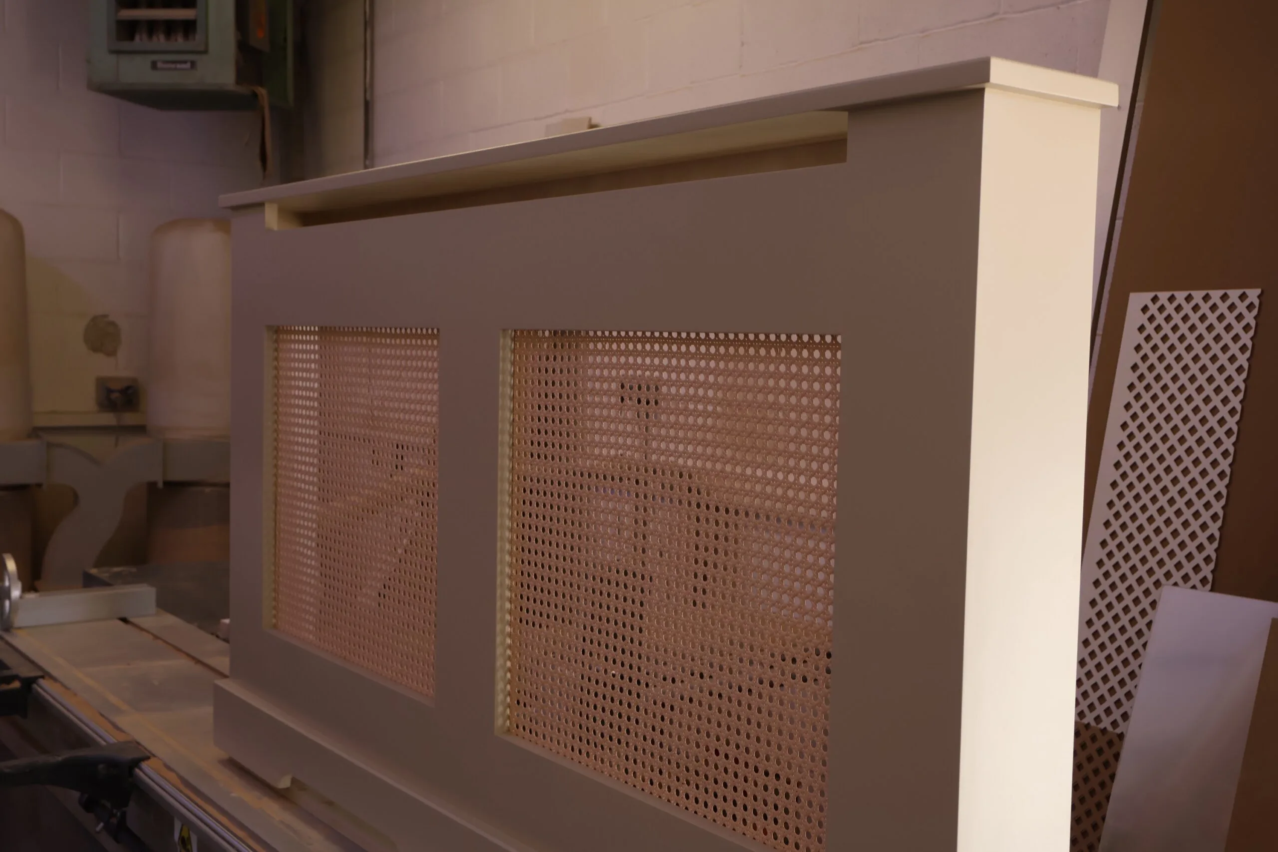 Bespoke Radiator Cover With Two Sections Rattan Grill