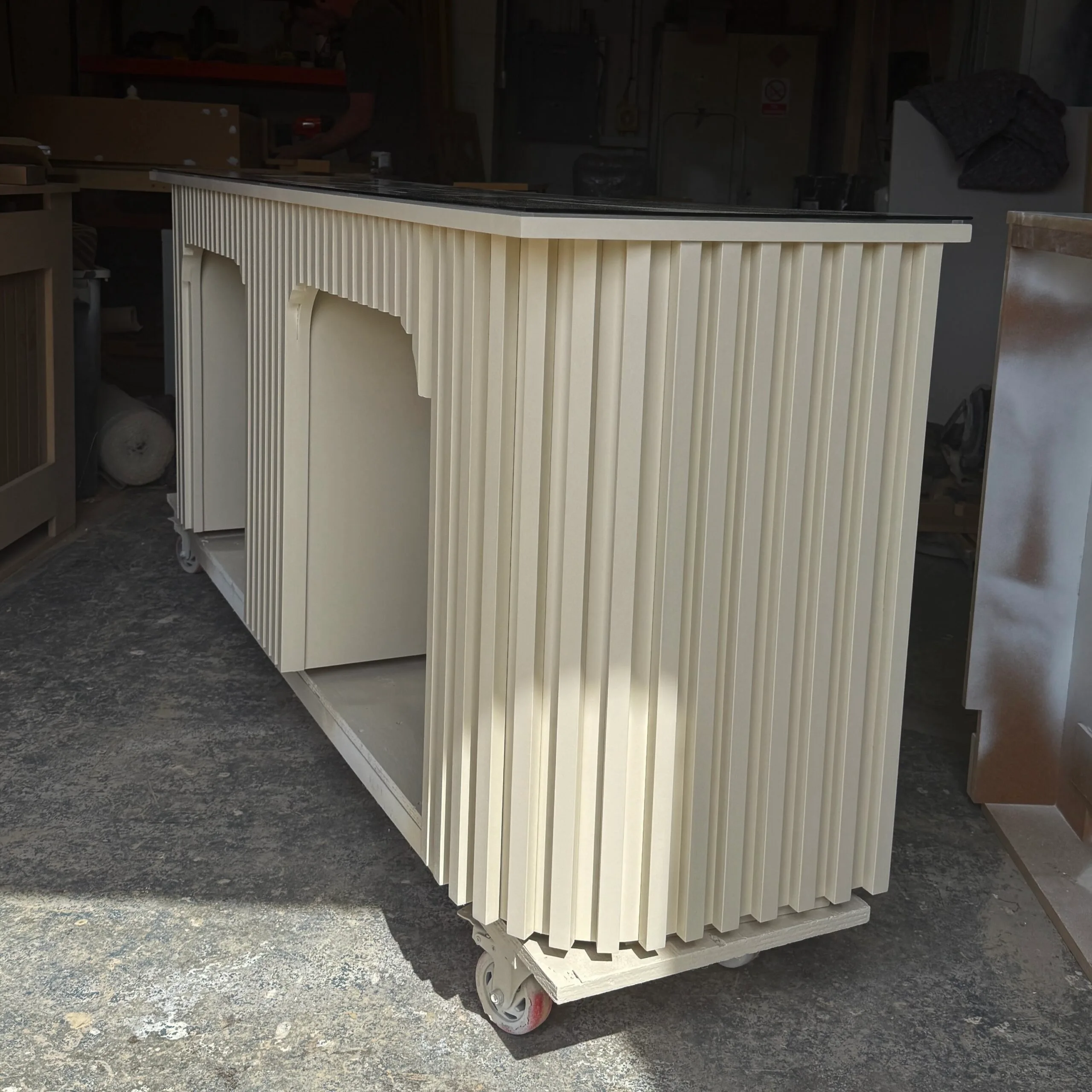 Bespoke Nail Desk, Reeded Design Two Person Station, F&B Joa’s White
