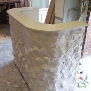Stone Effect Curved Reception Desk, Handmade