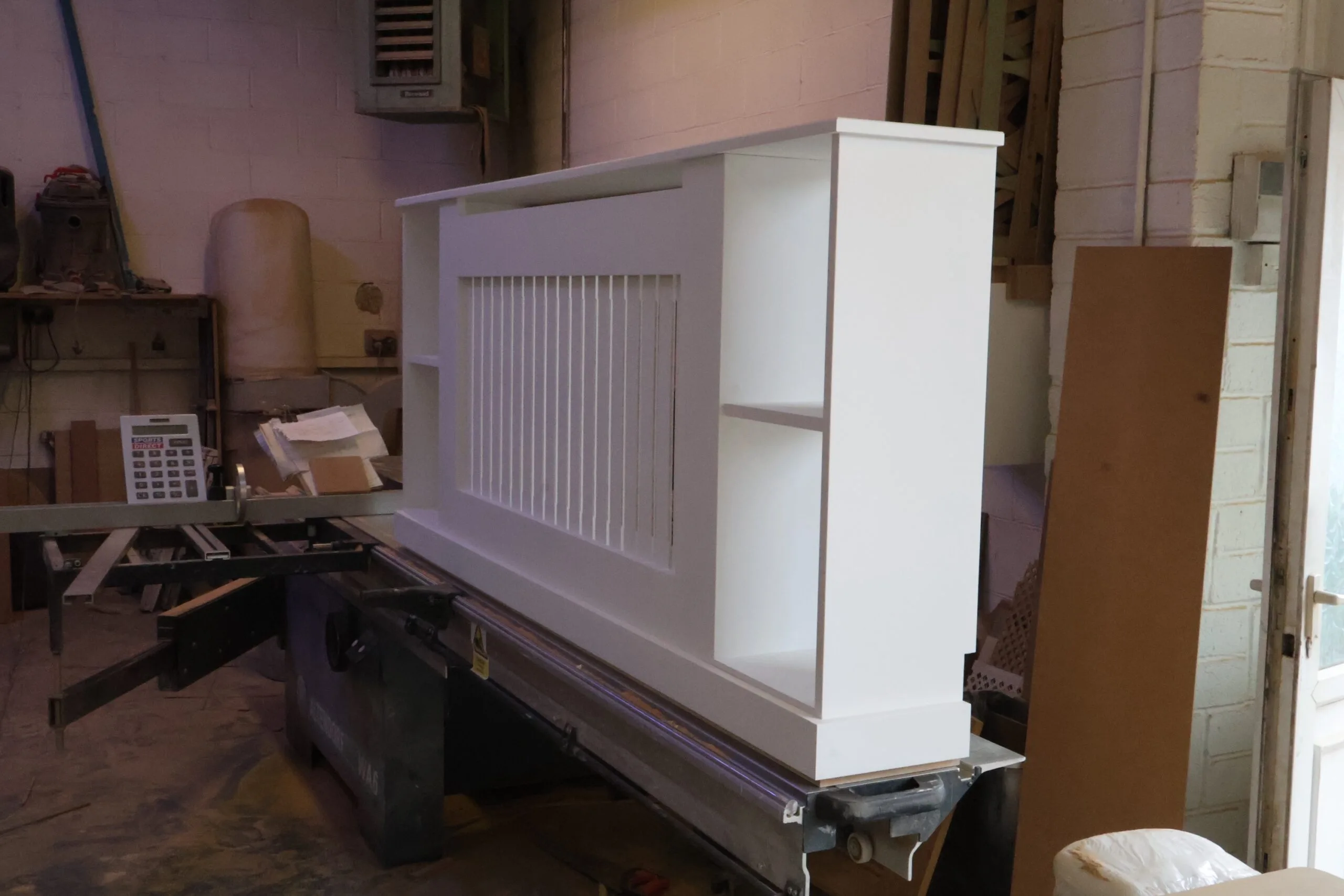 White Radiator Cover with Integrated Side Shelving