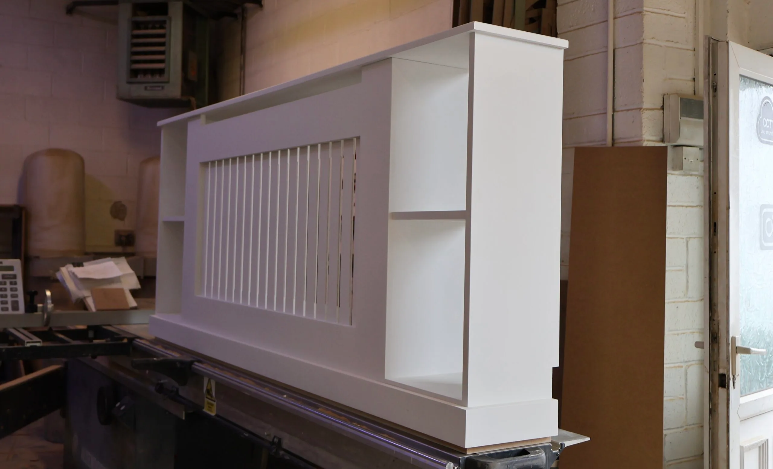 White Radiator Cover with Integrated Side Shelving