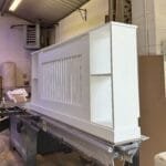 Bespoke Radiator Cover with Wide Shelving: Vertical Slat Design