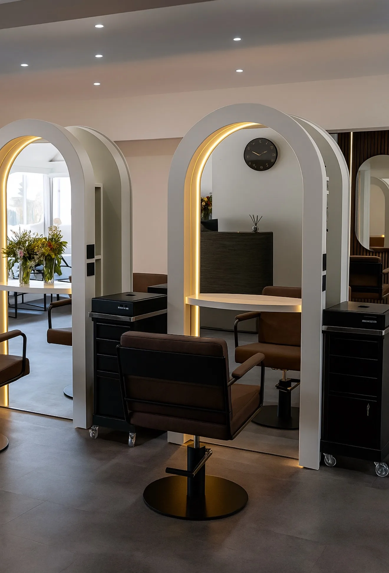 Double Sided Salon Mirror, Curved LED Mirror