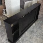 Black Radiator Cover With Wide Shelves, Vertical Slat Design