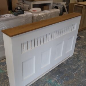 Handmade Radiator Cabinet, Panel Design, White with Solid oak top