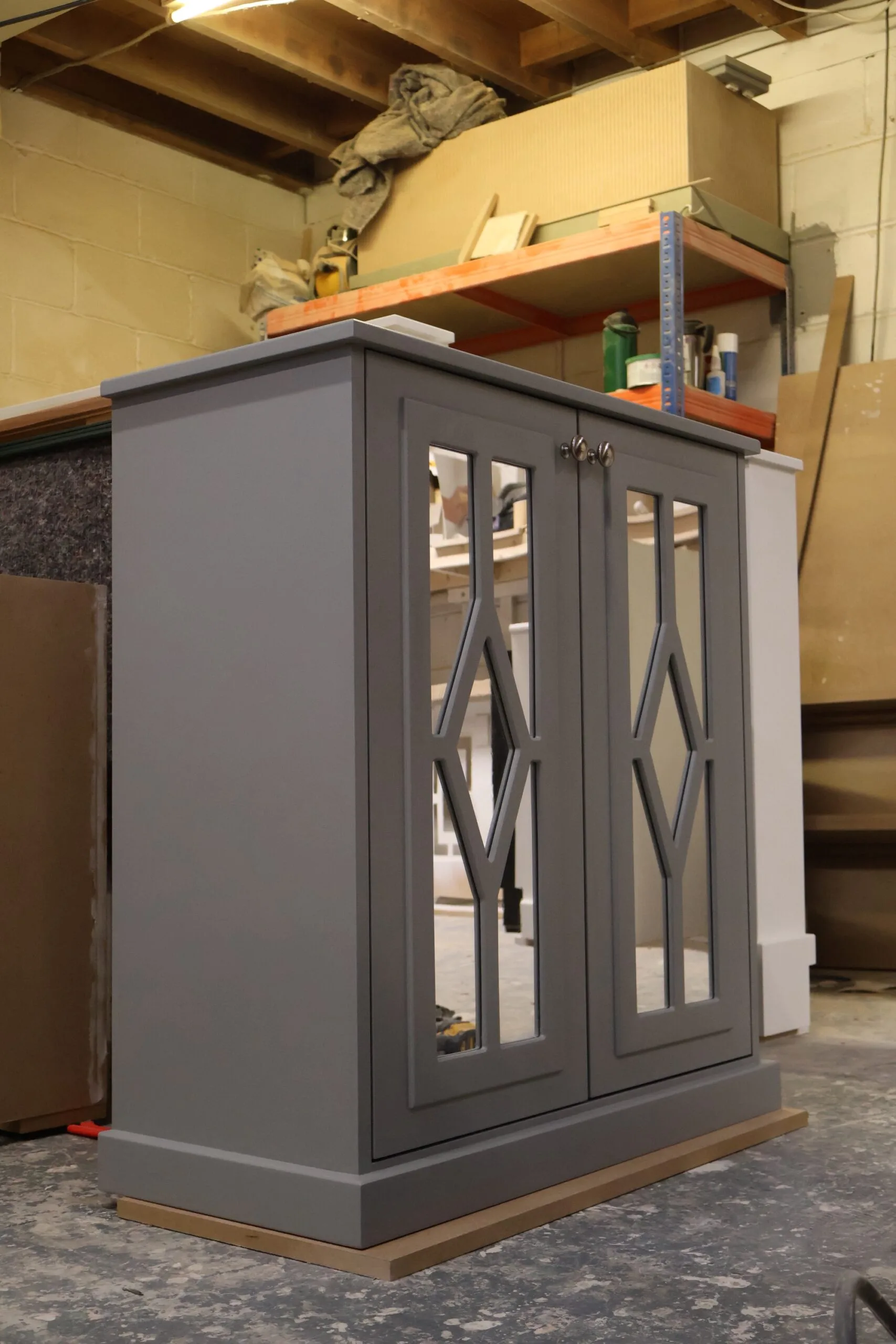 The Grey Diamond: Bespoke Mirrored Sideboard & TV Cabinet