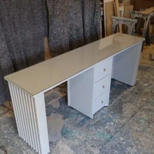 Bespoke Reeded Nail Desk, Handmade Manicure Station, Two Person Station, Nail Tech Desk