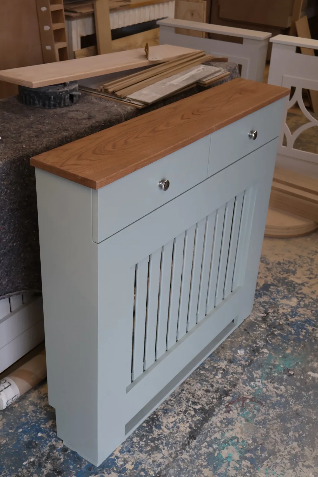 Bespoke Radiator Cover with Drawers and solid Oak Top - Image 3
