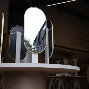 Bespoke four station vanity table, Circular Salon Station, 4 Hair Stylist Mirrors