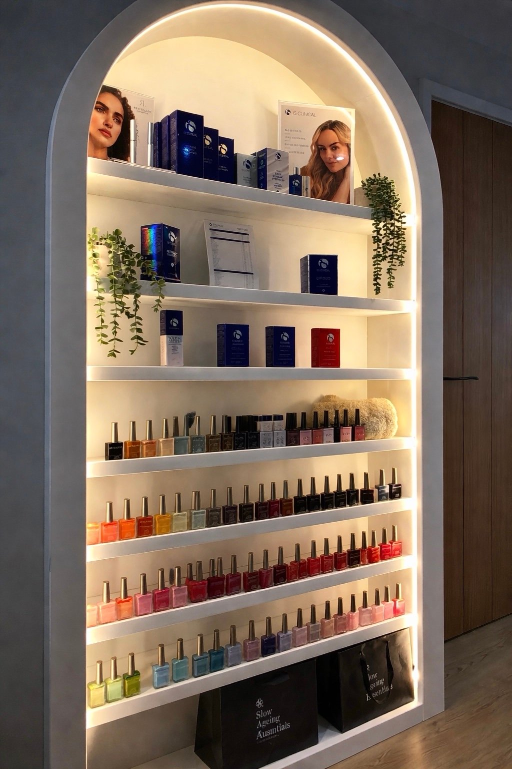 Bespoke Curved Floating Wall Unit with LED Lighting and Backing, White