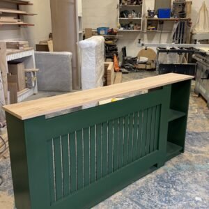 Vertical Slat Radiator Cover with side shelf & Oak Top