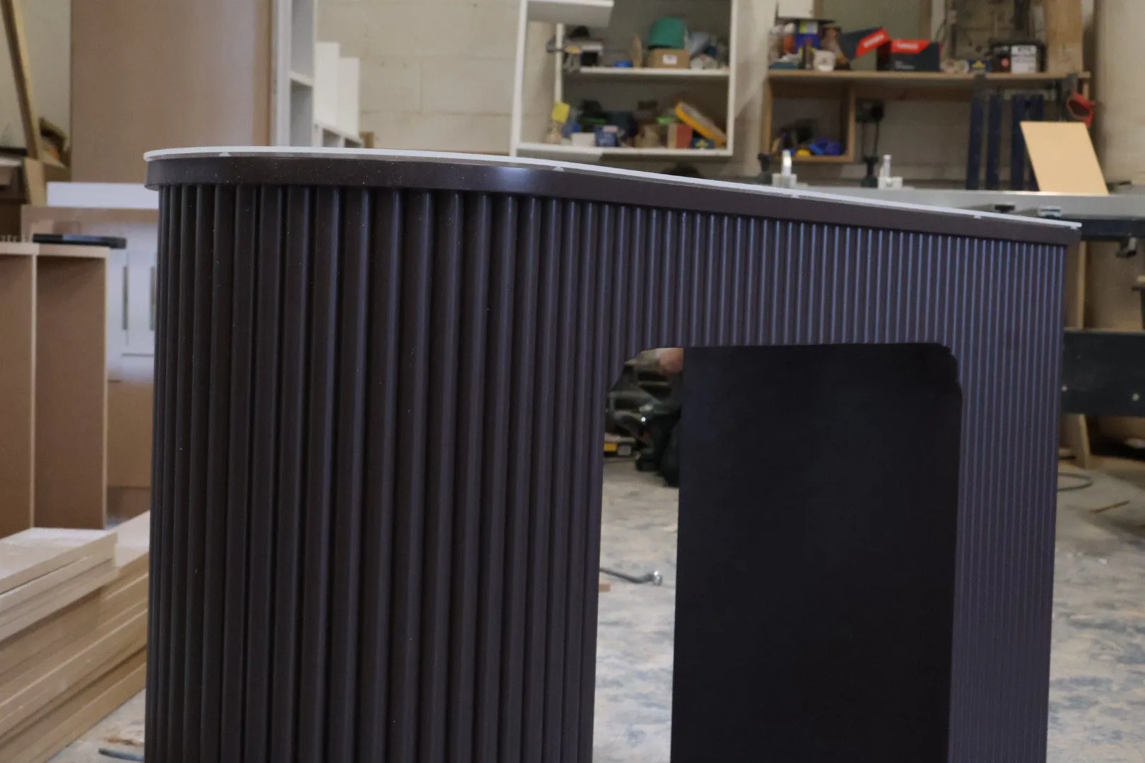 The Texture: Bespoke Reeded Pine & Glass Top Manicure Station - Image 3