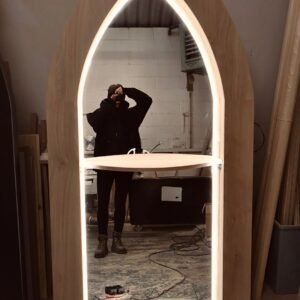 Luminous Arch Salon Mirror with Shelf