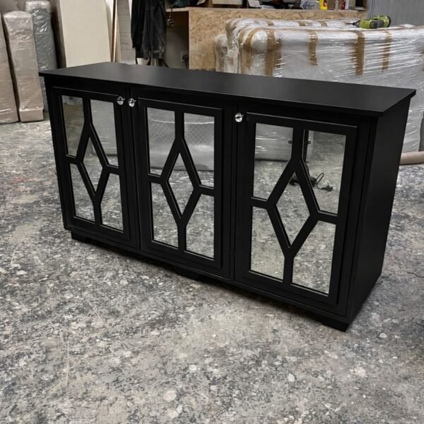 The Noir Diamond Mirrored Sideboard Cabinet – Luxury Media & Storage Unit