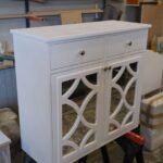 White Mirrored Console Cabinet with Drawers