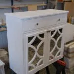 White Mirrored Console Cabinet with Drawers