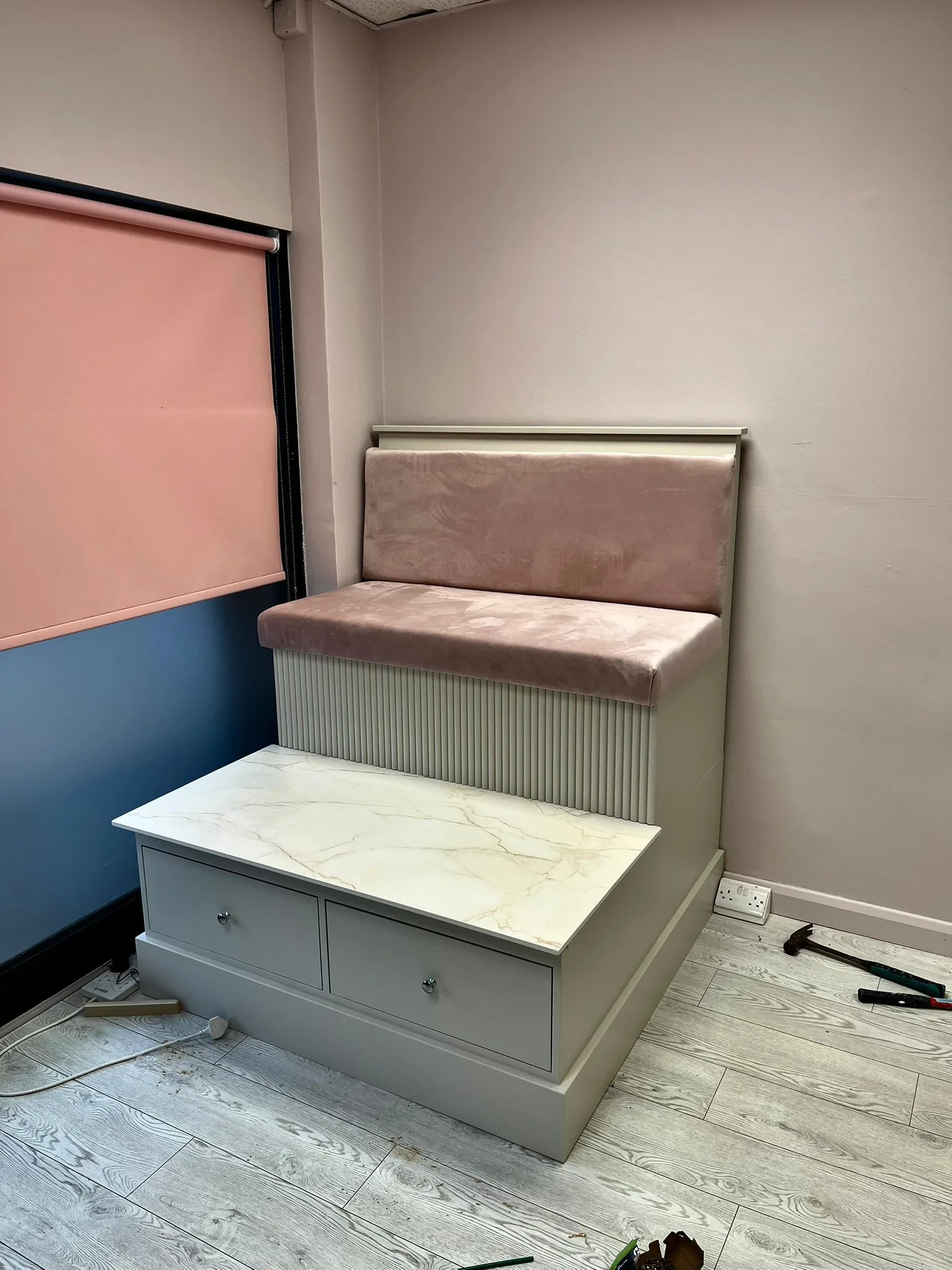 Pedicure Station 2 Seater with Drawers and Corian Top
