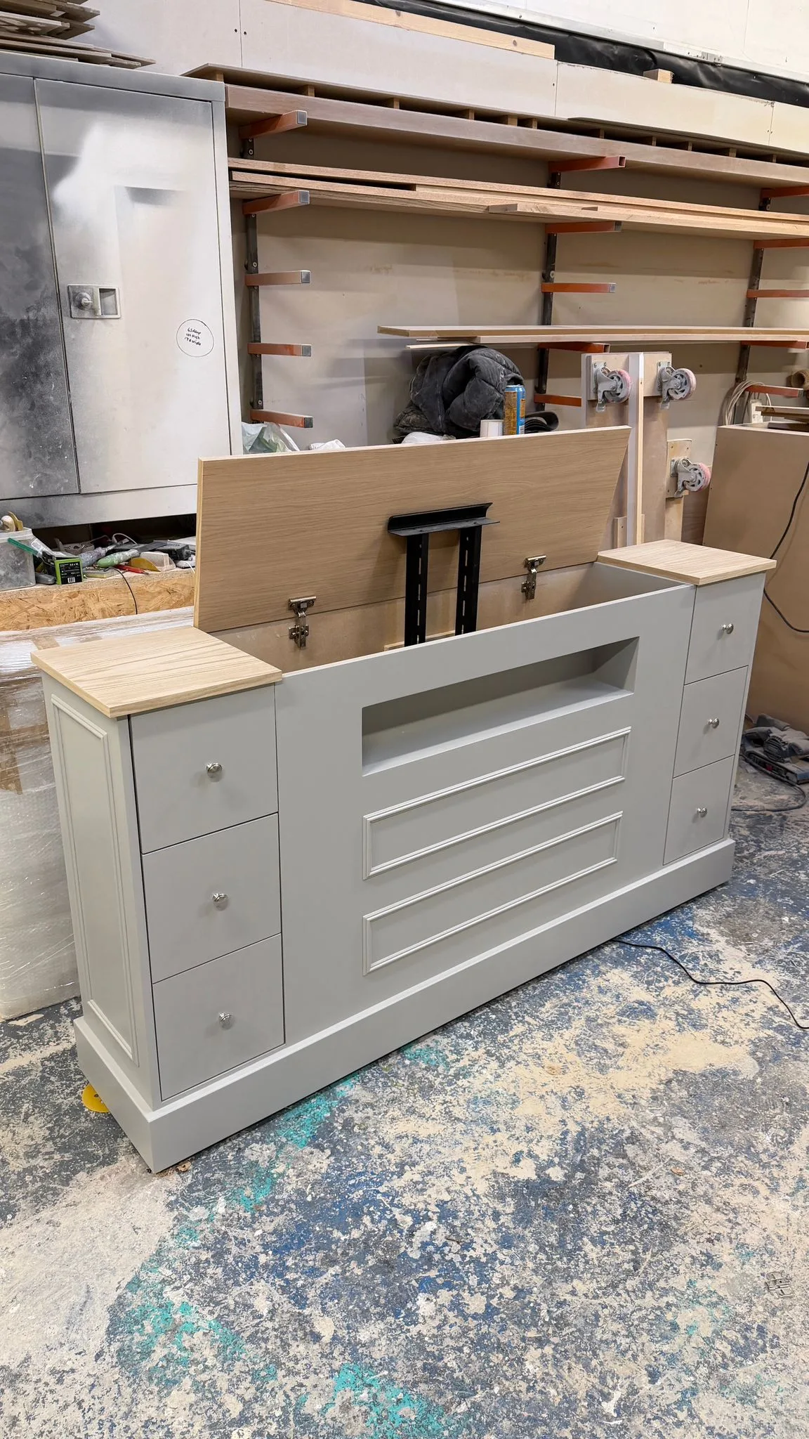 TV Box with Drawers and Oak Top | Modern Storage Unit