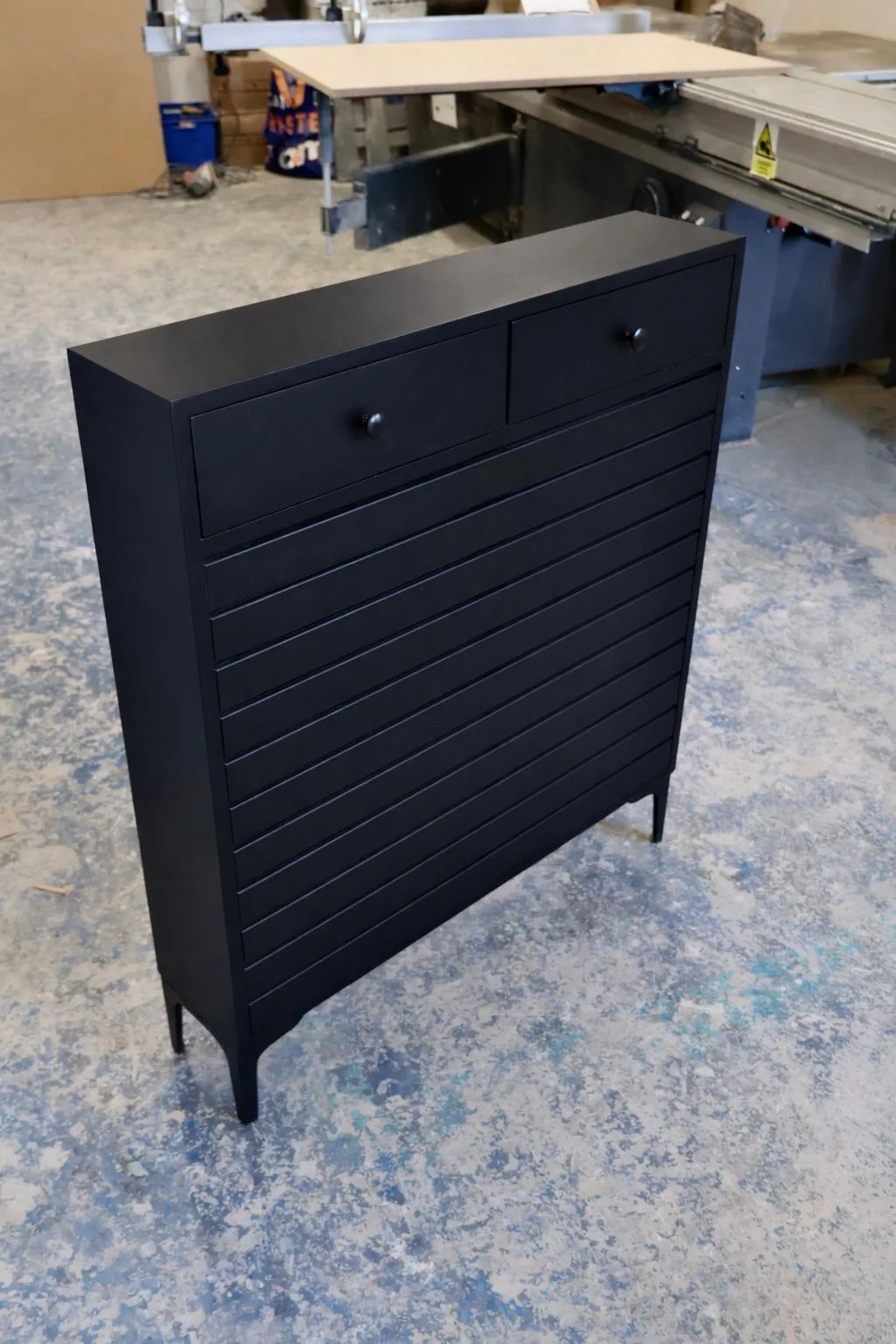 Radiator Drawer Cover with Horizontal Slat and Metal Legs